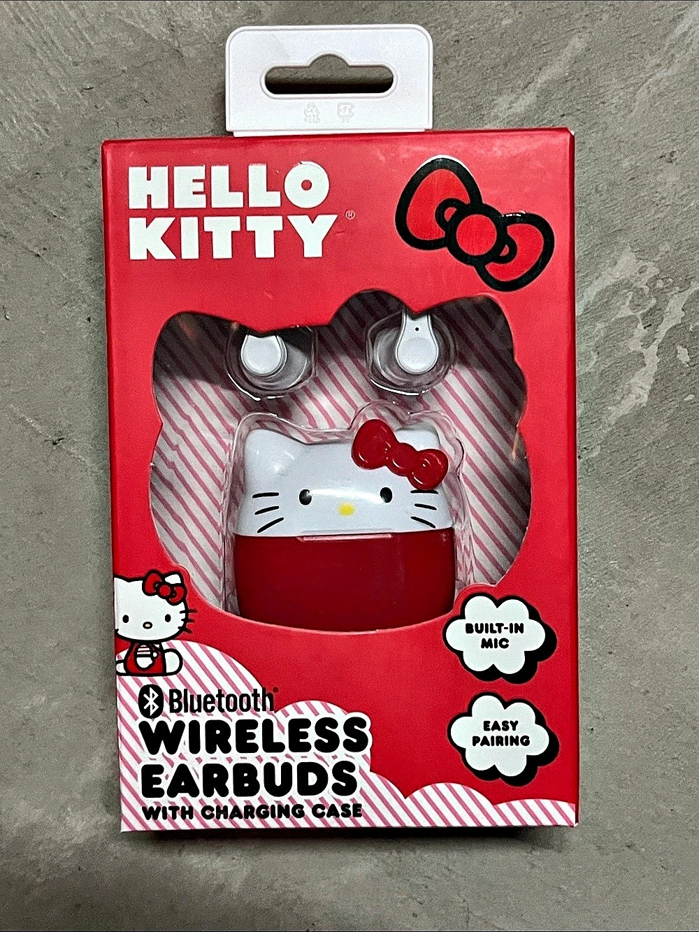 Hello Kitty Bluetooth Wireless Earbuds with Charging Case Red & White